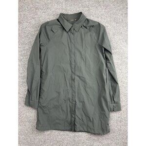 Indyeva Shirt Dress Womens Medium Gray Lightweight Collared Snap Front Pockets